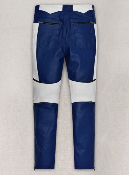 (image for) Rich Blue Electric Zipper Combination Leather Pants