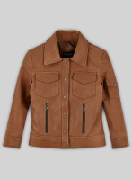 (image for) Log Cabin Brown Gigi Hadid Leather Jacket