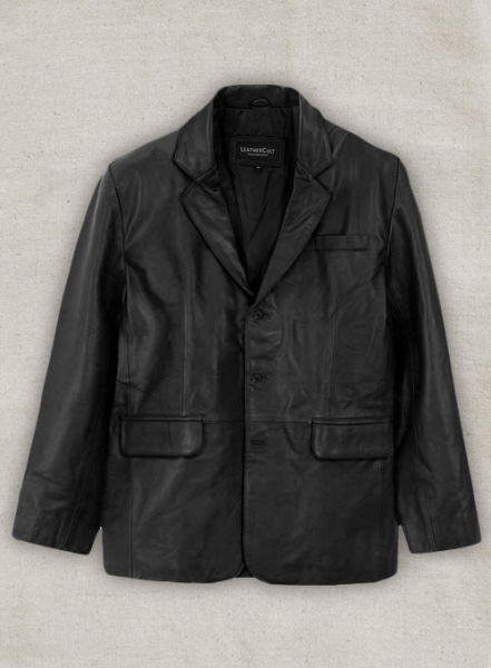 (image for) Thick Goat Black Leather Blazer - 48 Regular