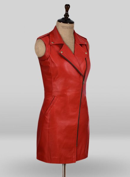 (image for) Red Motivated Biker Leather Dress #772