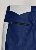 (image for) Rich Blue Electric Zipper Combination Leather Pants