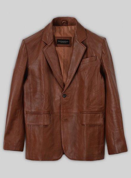 (image for) Tan Brown Leather Blazer