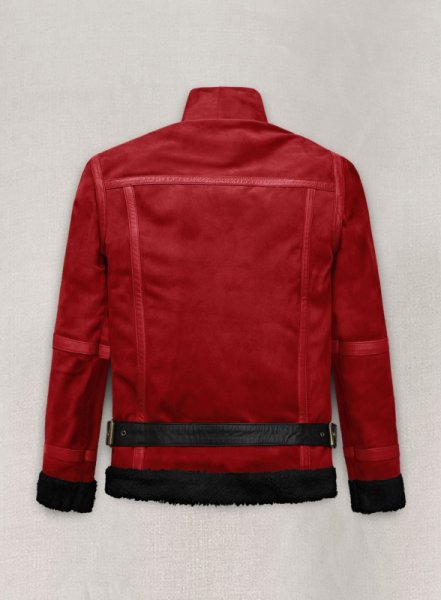 (image for) Lava Red Suede Ryan Reynolds Black Sherpa Leather Jacket