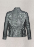 (image for) Metallic Lurex Gray Leather Jacket # 265