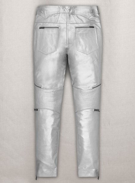 (image for) Silver Electric Zipper Mono Leather Pants