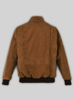 (image for) Soft Caramel Brown Suede Hunter Bomber Leather Jacket