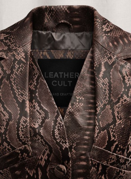 (image for) Dark Brown Python Chelsea Leather Long Coat