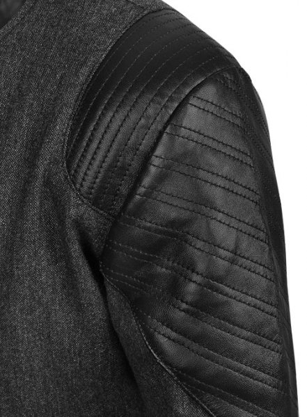 (image for) Stone Charcoal Tweed Leather Combo Jacket # 667