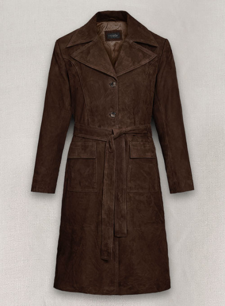 (image for) Dark Brown Suede Alpine Leather Long Coat