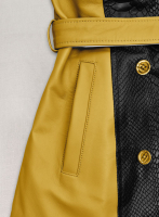 (image for) Color Contrast Leather Trench Coat