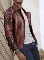 (image for) Charles Burnt Maroon Leather Jacket