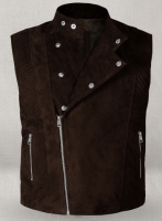 (image for) Soft Dark Brown Suede Leather Vest # 354