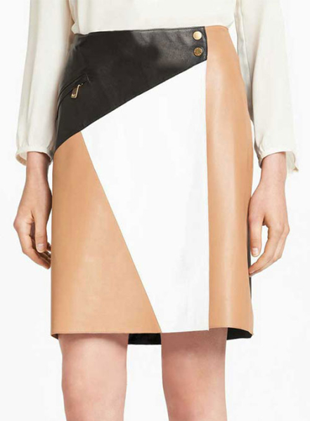 (image for) Patchwork Leather Skirt - # 458