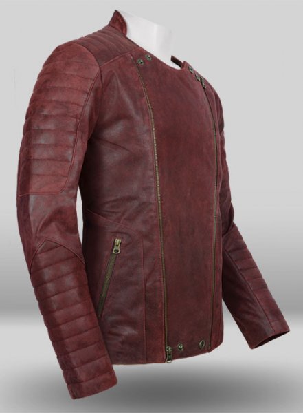 (image for) Dark Vintage Red Leather Jacket # 645