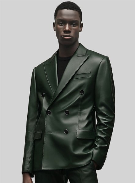 (image for) Vintage Green Leather Blazer