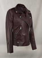 (image for) Burgundy Meghan Markle Leather Jacket