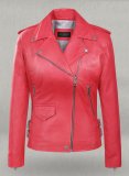 (image for) Soft Raspberry Red Hilary Duff Leather Jacket #3