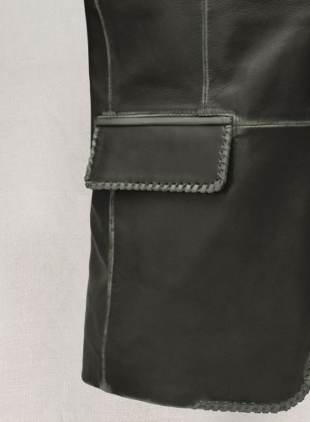 (image for) Rubbed Charcoal Medieval Leather Blazer