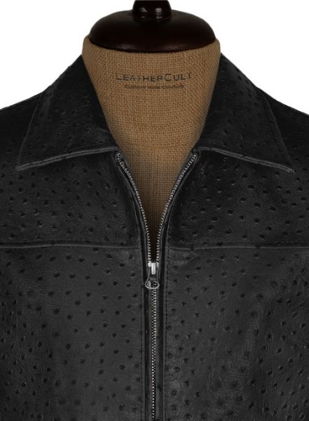 (image for) Black Ostrich Leather Hipster Jacket #2