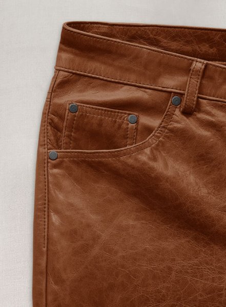 (image for) Cognac Leather Pants - Jeans Style