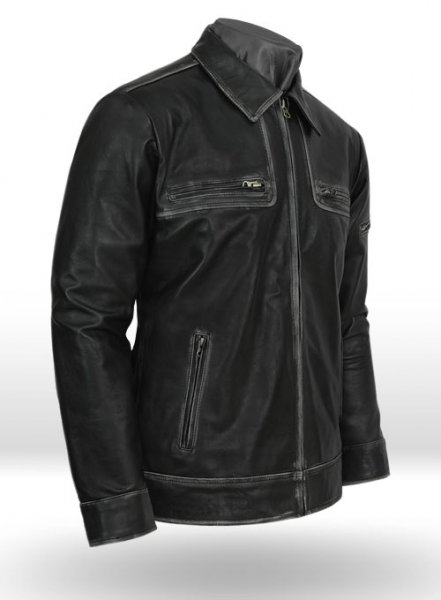 (image for) Ontario Rubbed Black Leather Jacket