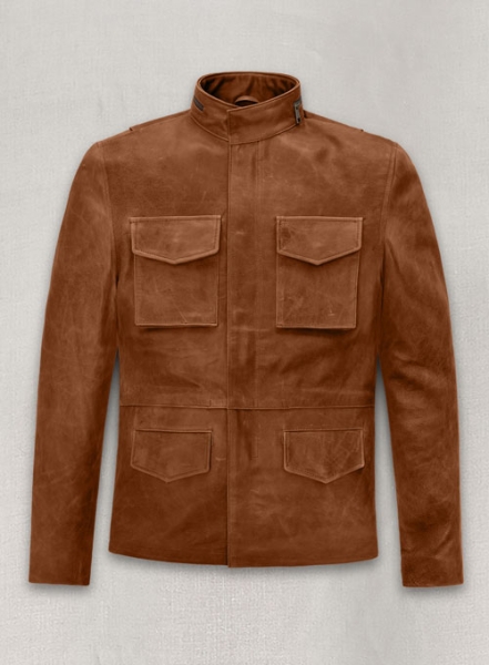 (image for) Cognac Military M-65 Leather Jacket