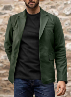 (image for) Soft Deep Olive Leather Blazer