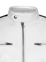 (image for) White Leather Jacket Sportsman Stripe