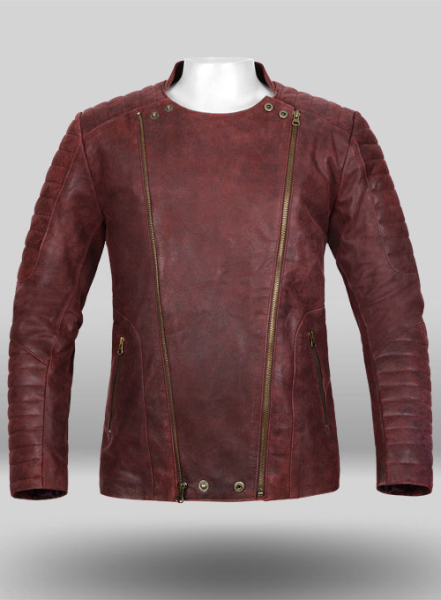 (image for) Dark Vintage Red Leather Jacket # 645