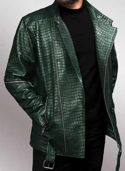 (image for) Phantom Croc Metallic Green Leather Jacket