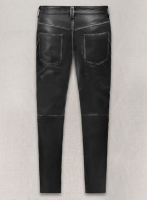 (image for) Rubbed Black Leather Jeans Style