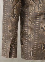 (image for) Dark Brown Python Zipper Leather Blazer #3