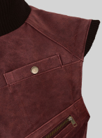 (image for) Dark Vintage Red Leather Biker Vest # 314