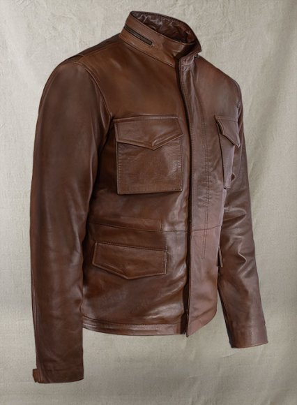 (image for) Spanish Brown Military M-65 Leather Jacket