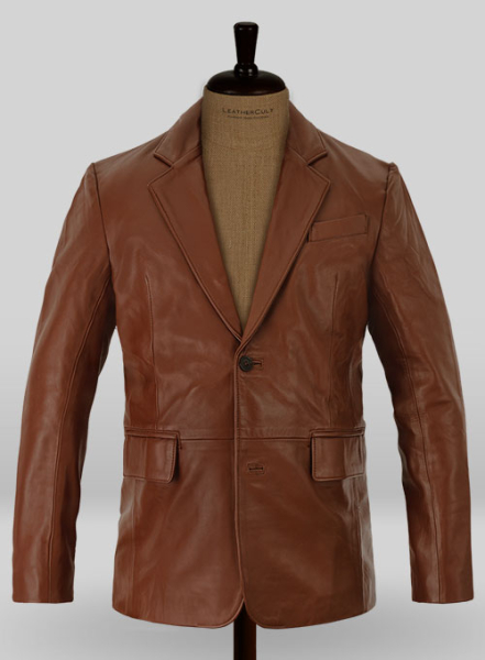 (image for) Tan Brown Leather Blazer