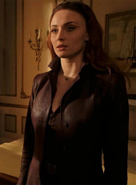 (image for) Sophie Turner Dark Phoenix Leather Long Coat