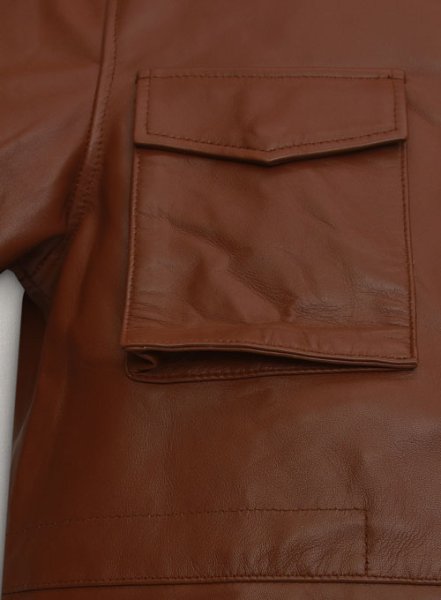 (image for) Tan Brown Military M-65 Leather Jacket