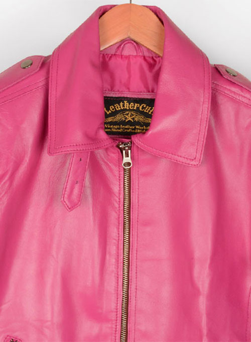 hot pink leather coat