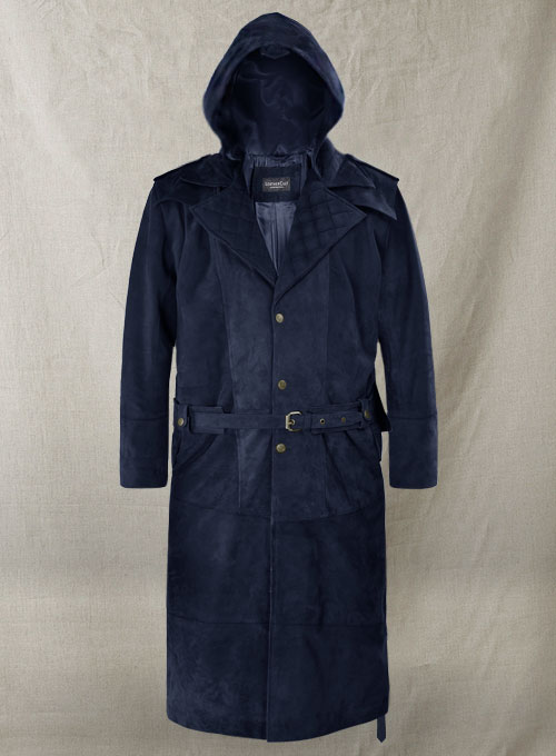 (image for) Dark Blue Suede Assassin\'s Creed Jacob Frye Leather Long Coat