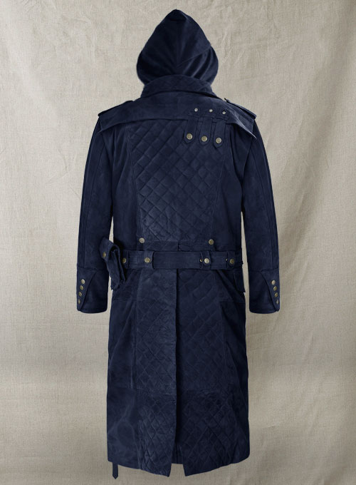 (image for) Dark Blue Suede Assassin\'s Creed Jacob Frye Leather Long Coat