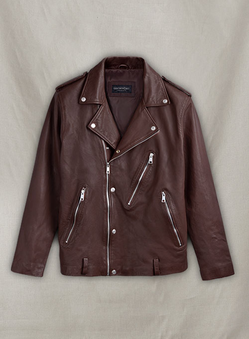 (image for) Beast Burgundy Biker Leather Jacket - Click Image to Close