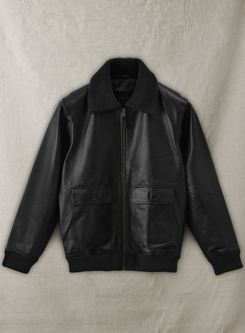 (image for) Black Pilot Aviator Leather Jacket