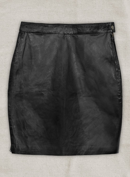 (image for) Black Scalloped Leather Skirt - # 476 - M Regular