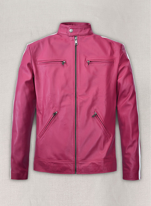 (image for) Bright Pink Leather Jacket Sportsman Stripe