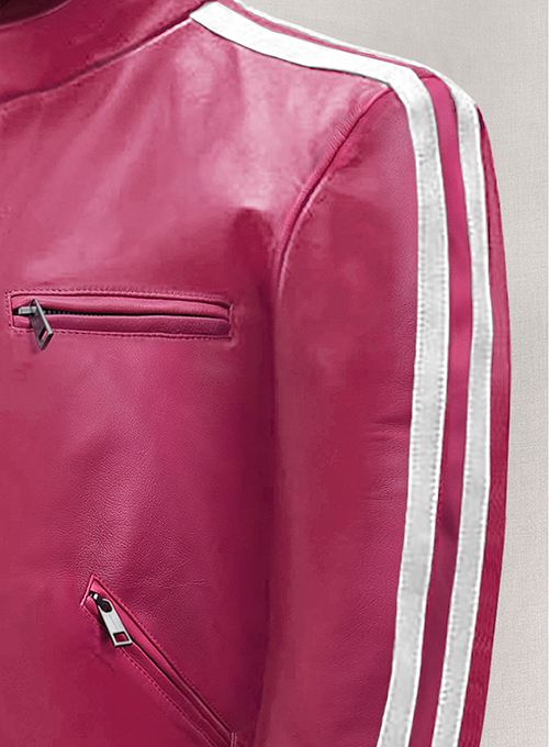 (image for) Bright Pink Leather Jacket Sportsman Stripe