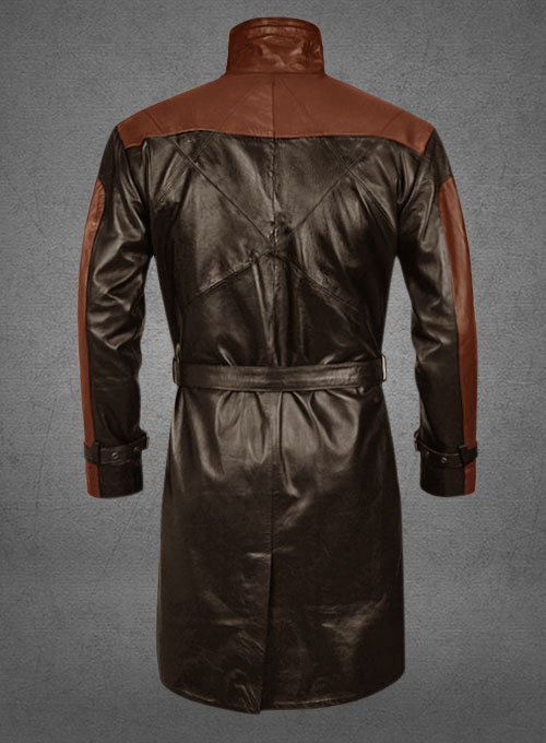 (image for) Brown Aiden Pearce Watch Dog Leather Trench Coat