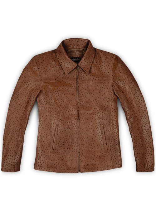 (image for) Brown Ostrich Leather Hipster Jacket #2