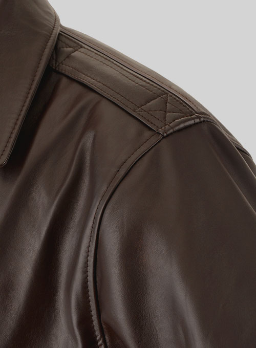 (image for) Brown Steve Carell Welcome to Marwen Bomber Leather Jacket - Click Image to Close