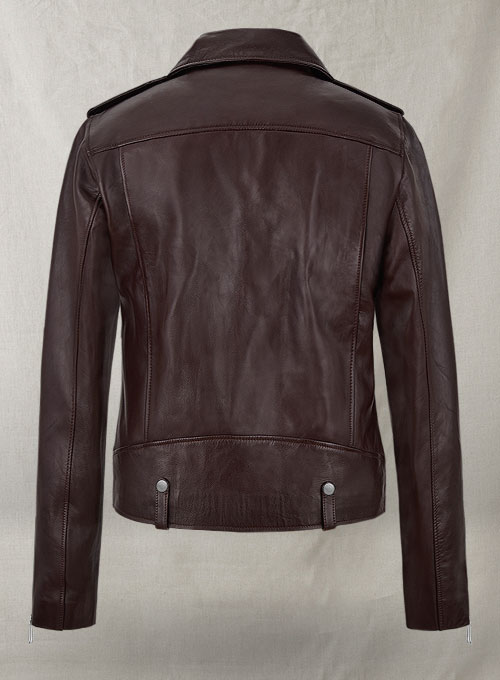 (image for) Burgundy Meghan Markle Leather Jacket