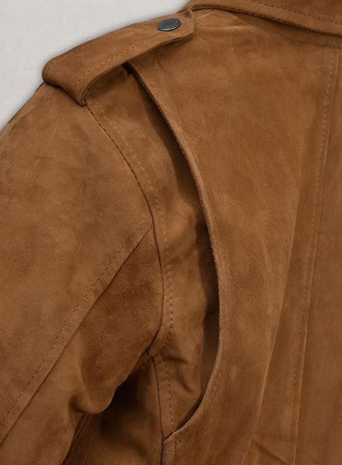 (image for) Caramel Brown Suede Pure Leather Biker Jacket #2 - Click Image to Close